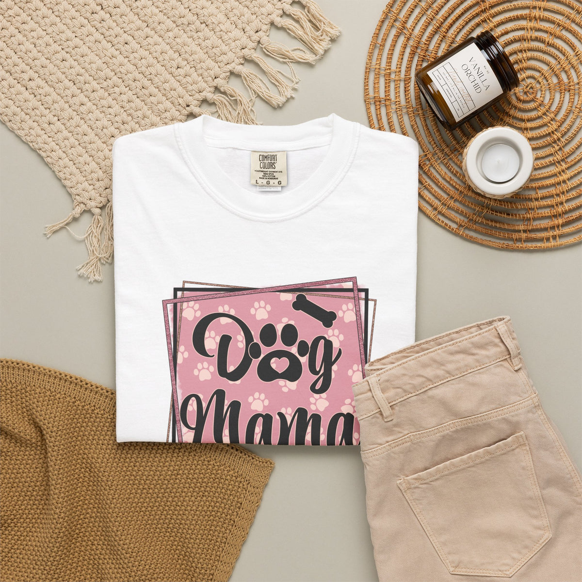 Dog Mama T-Shirt — Pink Paw Print Pet Mom Tee